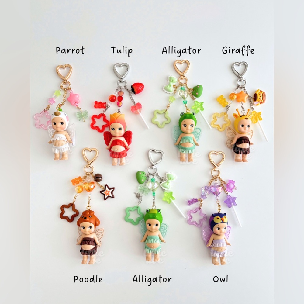 Sonny Angel Owl keychain | Handmade upcycled bag charm - Picture 4 of 5